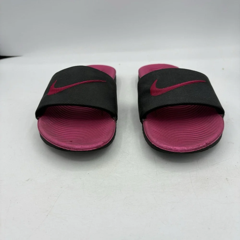 Nike Shoes Girls Youth Size 3‎ Y Kawa Black Pink Slides Sandals Kid 819353-001